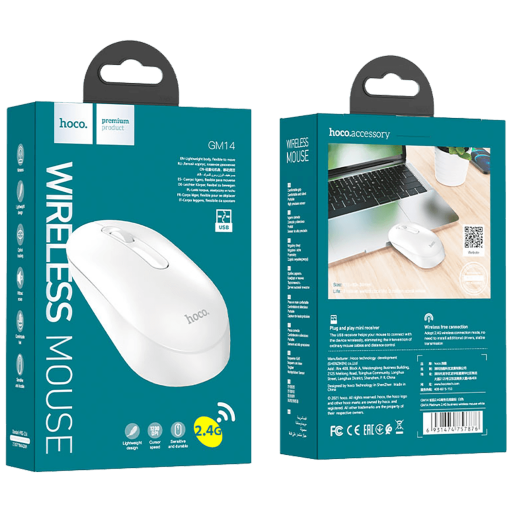 MIŠ BEŽIČNI HOCO GM14 PLATINUM BIJELI