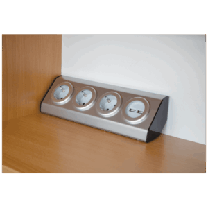 RAZDJELNIK STRUJNI 3 UTIČNICE + 2 USB, INOX