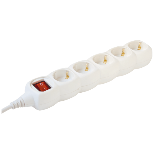 PRODUŽNI KABEL 5 UTIČNICA 3 m, PREKIDAČ NV5K-3/WH/1,5