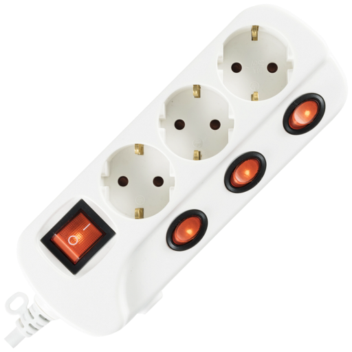 PRODUŽNI KABEL 3 UTIČNICE, 1,5 m, ZAŠTITA NVK03K/WH